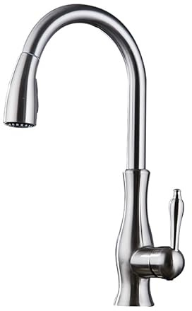 FQYEP Robinet Mitigeur Cuisine Vintage Robinet Cuisine Rabattable avec Douchette Rotatif à 360 ° Robinet D'évier de Cuisine avec 2 Modes Mitigeur Cuisine Monocommande Brossé