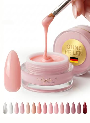 No File Aufbaugel für Gelnägel WARM PINK 15ml für Profis & Anfänger als UV Gel SELBSTGLÄTTEND OHNE FEILEN · für UV & LED geeignet · pinchbar, mittelviskos · Lynis-Nailshop.de