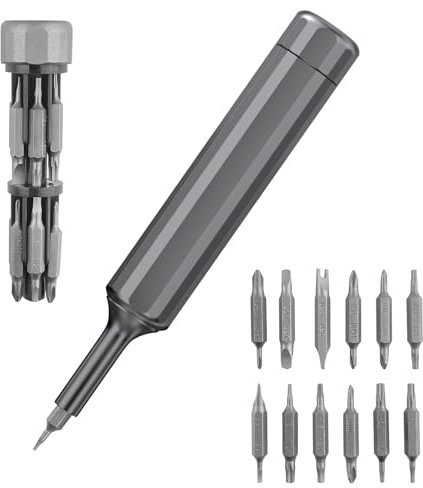 Elsrantor 27 en 1 Tournevis de Précision avec Embouts Magnétique en Acier S2, Kit Outils de Réparation, pour Électronique, Ordinateur Portable, PC, Phone, Tablette, Montre et Lunette, Gris