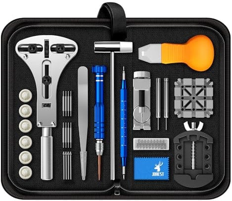 JOREST Watch Repair Tool Kit, Battery Replacement, Strap Adjustment, Bracelet Pin Removal, Band Link Remover, Resizing Tool, Wrench Opening Cover, Case Back Opener, Screwdriver, Spring Bar