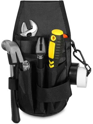KENOBE Werkzeugtasche, Werkzeughalter mit großen und kleinen Taschen | Robust Werkzeugbeutel für Elektriker, seitliche Gürteltasche mit Metall-Gürtelclip