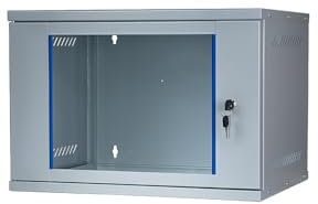 KOSCOM CONNECT Netzwerkschrank I Serverschrank 19 Zoll I 400 mm Tiefe I Wandmontage 543 x 400 373 mm I unmontiert I abschließbare Glastür I Traglast 60 kg (Grau, 7 HE)