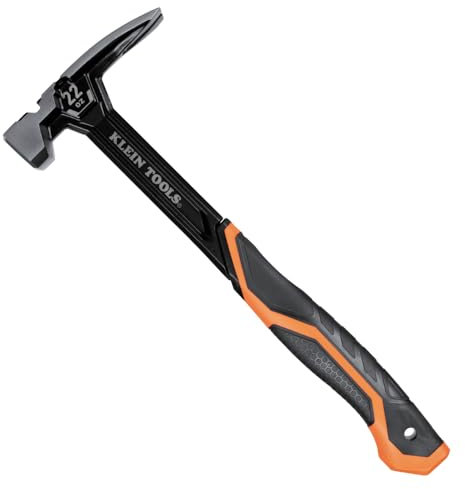 Klein Tools H80922S Smooth Face Hammer with Straight Claw, 22-Ounce Forged Steel, Magnetic Nail Starter, and Extra-Large Squared Strike Face