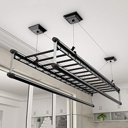 Generisch Decken-Wäscheleine mit 4 Stangen aus Aluminiumlegierung – Balkon-Trockner mit Flaschenzug, 150 cm Langer Wäschebügel für platzsparende und effiziente Trocknungslösungen