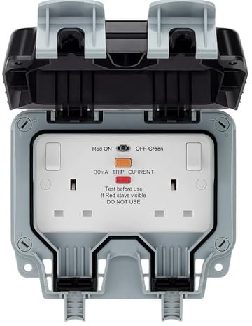 RYYN® BG Electrical WPL22RCD IP66 Brushed Stainless Steel Outdoor Weatherproof Double RCD Socket