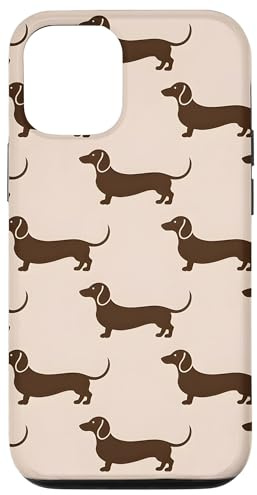 Patrón de silueta de perro salchicha, estilo minimalista Carcasa para iPhone 12/12 Pro