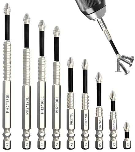 K5 Anti-rutsch Kreuzschlitz-bits, 9 Stück High Magnetic Screwdriver | 25-150mm Magnetische Bits, Drill Bit Set, Magnetisch Schraubendreher Bit Satz