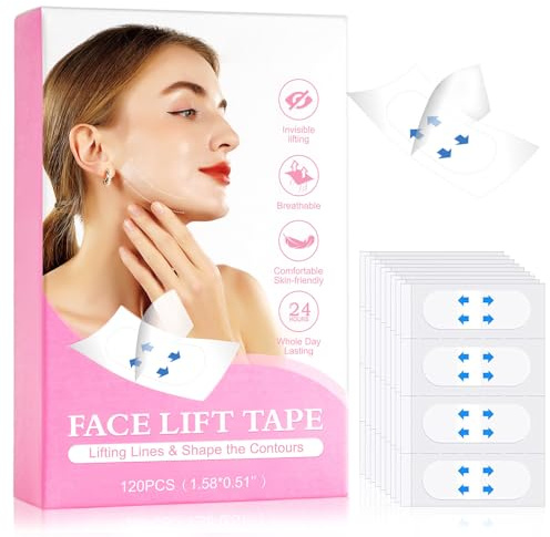 Face Lifting Tape - Face Tape 120 Stück - Unsichtbare Gesichtstape für Sofortige Gesichtsstraffung & V-förmiges Gesicht - Anti Falten Pflaster Gesicht - Hautfreundlich Facelifting Tape