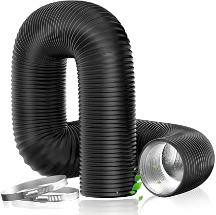 Air Ducting, PVC Ventilation Ducting with 2 Clamps Air Duct Flexible Hose 100mmx5m Aluminum Clothing Dryer Hose for Universal Tumble Drier Cooker Hood Extractor Fan