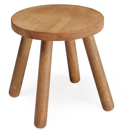 JUJIAFU 11.8 H Round Solid Wooden Stool Wood Plant Stand Woden Decorative Stool Garden Stool Portable Stand for Kitchen Bathroom Living Room Bedroom