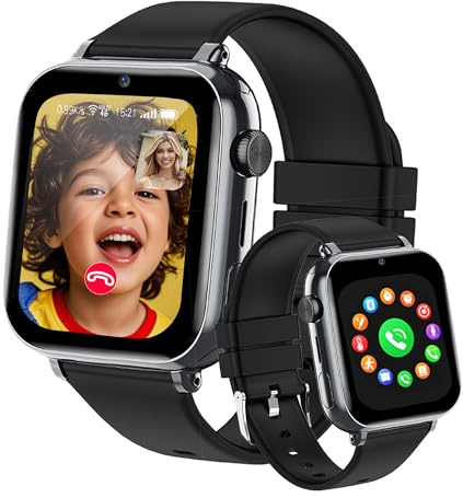 Tzzulsx Montre Connectée Enfant 4G avec Appels Vidéo - Smartwatch GPS Enfants avec Appels, SOS, Podomètre, Mode École, Étanche IP68 - Idéal Fille Garçon 4-12 Ans