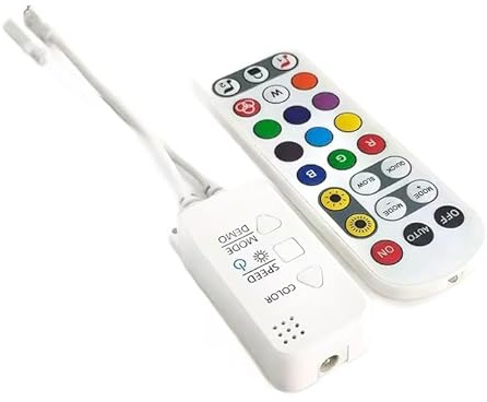 Kraslaw RGBIC LED-Controller mit WLAN – Adressierbarer LED-Streifen-Controller, 12–24 V, Musik-Sync, Dynamische Effekte, App- & Fernbedienungssteuerung, bis 600 LEDs