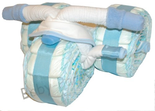 Windeltorte Dreirad blau - Geschenk zur Geburt & Taufe - Windeldreirad - Windelbike