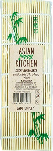 JADE TEMPLE Bambusmatte für Sushi, für die Zubereitung von Maki Sushi, 24 x 24 cm, 1 x Bambusmatte