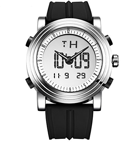 SINOBI Digital Watch for Men Sports Watch with Alarm Stopwatch Men's Watches (Silver case&Black Band)