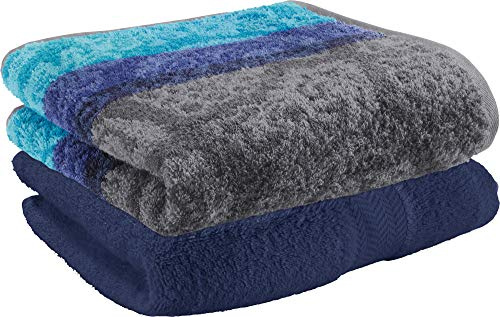 Erwin Müller Duschtuch-Set Paisley 2er-Pack Walk-Frottier türkis/Marine/grau Größe 70x140 cm