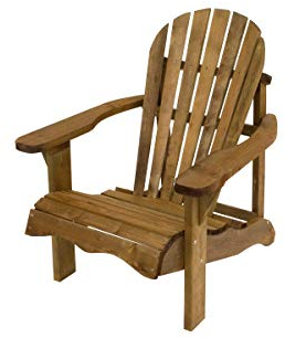 NATIV Hochlehner Gartenstuhl braun| Gartensessel aus massivem Holz | Design im Stil eines Adirondack Stuhls | Garten Relaxsessel mit Breiten Ablageflächen | Outdoor Sessel zur Entspannung