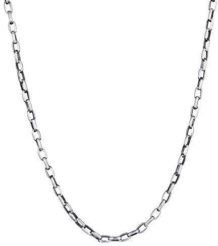 Kuzzoi Exklusive Herren Halskette mit Rundanker Glieder (5 mm) oxidiert für Anhänger, Massive Glieder Kette für Mann oder Freund, Herrenkette 925 Sterling Silber geschwärzt, Länge 60