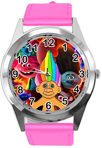 TAPORT Hot Pink Leder Runde Uhr für Zwerge Fans, hot pink, Gurt