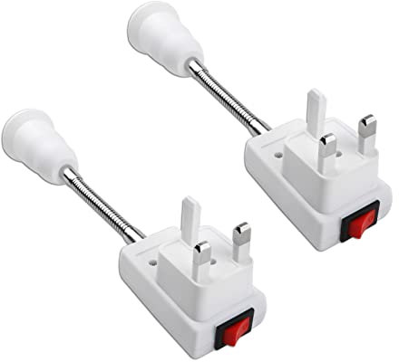 E27 Plug in Lamp Holder, LED Bulbs Socket Adapter, Switch Socket Holder for Table Lamp, Bedroom, UK Plug 2 Pack
