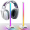 EZDIY-Fab Soporte para Auriculares con Barra de luz LED USB, 50 Modos de Color incorporados - Blanco
