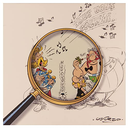 Clairefontaine 813027C - Zeichenblock Asterix 4, 21x21 cm, 30 Blatt mit Körnung, Motiv skizziert mit Lupe, 1 Stück