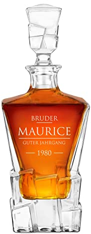 Maverton Whisky Karaffe mit Gravur - 950 ml - Whiskey Dekanter mit luxuriösem Design - personalisiert - edles Kristallglas - für Männer - zum Geburtstag (Jahrga)
