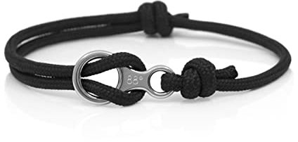 Eighty Eight Degrees Braccialetto da Arrampicata Figura 8 Nero & Argento per Uomini e Donne, Realizzato in Acciaio