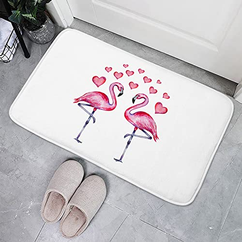 ZZDXL Badezimmerteppich Weißer Flamingo Duschvorleger rutschfest Badematte Saugfähig Badvorleger Gross Badteppich Mikrofaser Badteppiche Maschinenwaschbar40×60cm