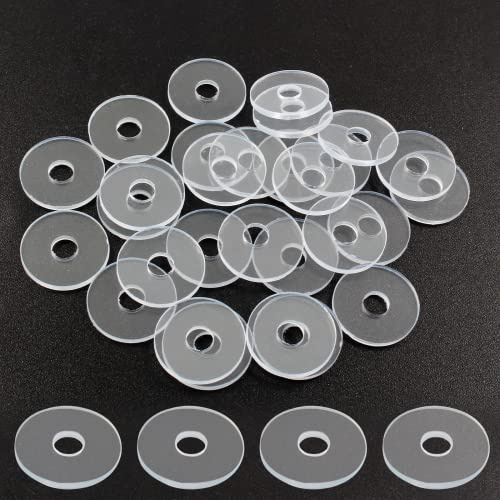Qjaiune 20 Pack 3/4 Inch Clear Washers for Shower Door Handle, Plastic Washers Spacers Vinyl Replacement Parts Transparent Gasket, Plastic Flat Washer Clear Plastic Gasket for Standoff Cap Assemblies