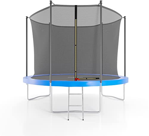 Elastisches Bett, Ø 305 cm, Innennetz, Schutzmatte und Leiter, Blau