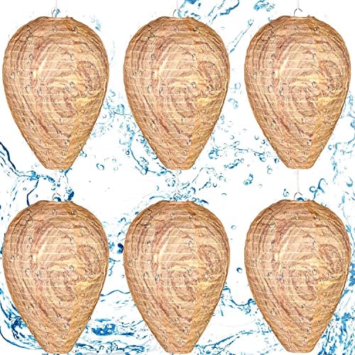 Augshy Wespennest, wasserdichte Künstliche Wespennesterköder Attrappe Hornissennest Attrappe für Haus und Garten Outdoor (6, Braun)