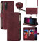 Cavor Coque Compatible avec Sony Xperia 10 IV avec Cordon,Collier Flip Portefeuille Étui en Cuir,[9 Porte Cartes][Magnétique],Clapet Housse Etui Compatible avec Sony Xperia 10 IV - Rouge