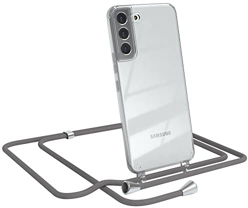 EAZY CASE Handykette kompatibel mit Samsung Galaxy S22 Plus 5G Handyhülle mit Umhängeband, Handykordel mit Schutzhülle, Silikonhülle, Hülle, Stylische Kette für Smartphone, Anthrazit