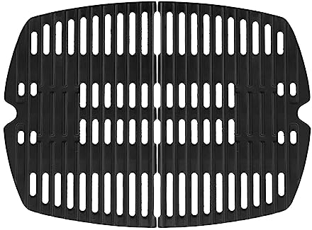 7645 Grillroste für Weber Q200, Q220, Q2000, Q2400 Gasgrills, 53060001, Grillzubehör für Weber Baby Q, mattes Gusseisen, 2 Stück
