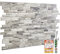 NOVECRAFTO Stone Effect 3D Wall Panels - 37.7 x18.89 in (96x48cm) 6 Sheets Covering 29.76 sqft (2.76 sqm) - Waterproof Decorative PVC Wall Cladding for Home, Office - Natural Grey Stone Slate Effect