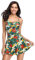 SHEKINI Femme Maillot de Bain Une Pièce Jupette Elégant Ruched Bandeau Réglable Abdominal Contrôle Robe de Plage（L，Motif Fleurs - Rose）