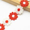 XCSJ 5 Yard 25mm Blumen Spitzenband Spitzenborte Stickerei Dekoband Zierband Borten Bänder Blumenband Gänseblümchen Dekoband Spitzen Spitzenborte Für Hochzeit Deko Handwerk Nähen Deko (Rot, weiß)