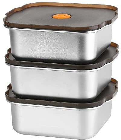 Misichao Stainless Steel Food Storage Containers Airtight Lids 700 ml 3 Pack Reusable Meal Prep Containers BPA Free Bento Lunch Box Stackable Salad Box - Freezer and Dishwasher Safe