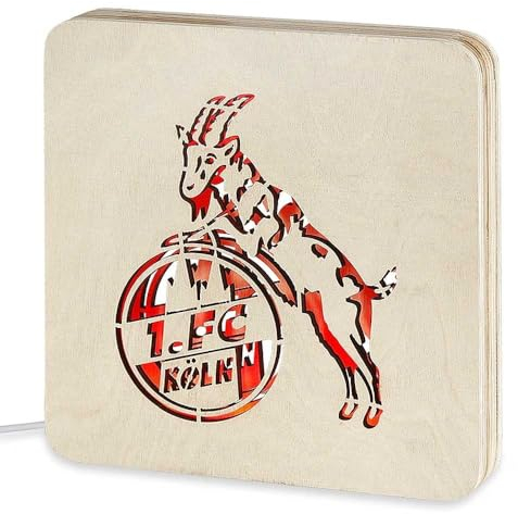 1. FC Köln LED Logo im Holzrahmen
