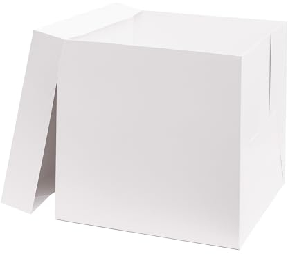 The Baked Studio - 10 Inch Tall White Cake Boxes With Lids (10x 10x 10, Pack of 5)