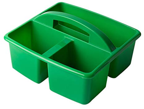 Generic Portable Multiuse Arts & Crafts Caddy 3 Compartments Storage with Carrying Handle Plastic Divided Basket Bin Box - Green
