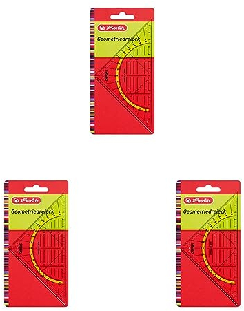 Herlitz 8700304 Geometrie-Dreieck aus transparenter Kunststoff, klein (Packung mit 3)
