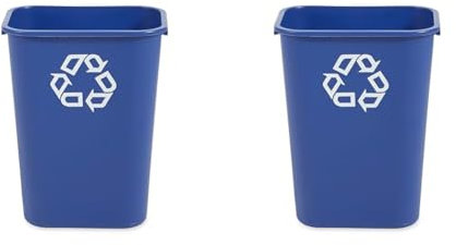 Rubbermaid Commercial Products Recycling Wastebasket 39 L, Blue, FG295773BLUE (Pack of 2)