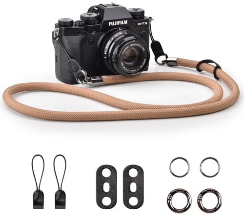 VOVMOEYA Kameragurt Sony Alpha,Kamera Tragegurt aus Seil für Canon EOS Sony A6000 A6400 A7 IV Fujifilm X100V XT5 Nikon Zfc Nackengurt Umhängegurt Schultergurt DSLR Kameragurt - Schwarz