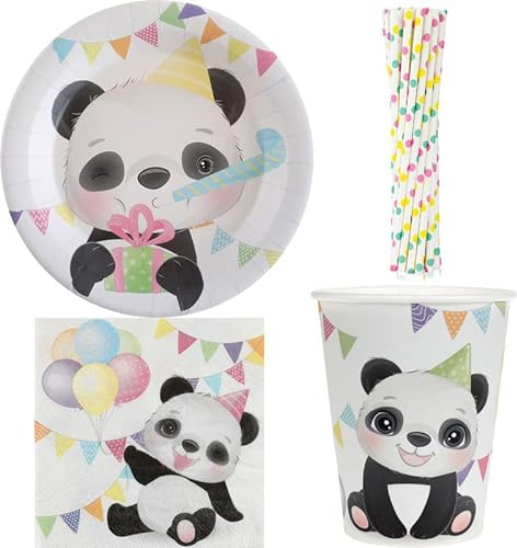 Panda - Kit de décoration pour fête d'anniversaire d'enfant - Assiettes, gobelets et serviettes