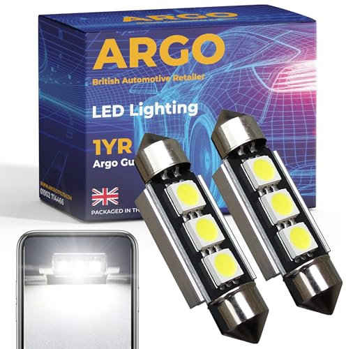 Argo 41mm 239 Festoon C5w LED Car Bulb Smd Xenon White Bright Dome Reading License Number Plate Bulb Car Interior Bulbs 272 T4W Map Lamps Rear Boot Light Footwell 12v