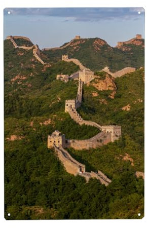 artboxONE Metall-Poster 40x60 cm Natur Die Mauer Chinas von Künstler Die Welt Tanzt Farben