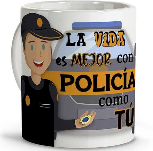 Regalos para policias. Tazas originales para regalar. Regalos originales de policia. Tazas personalizadas. Taza cerámica 330 ml.
