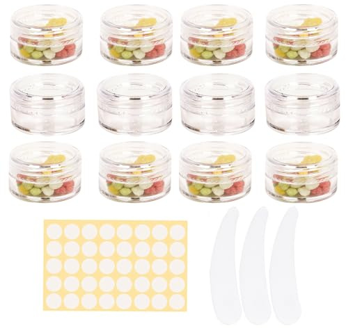 12 pcs 5ml sample cosmetic pots,clear mini small pots with lids,empty cosmetics cream jars,little lip balm containers,for tiny plastic travel travel skincare product storage container jar